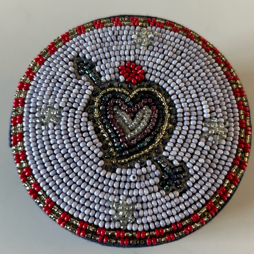Anthropologie Fortune Heart Beaded Lidded Jewelry Box.